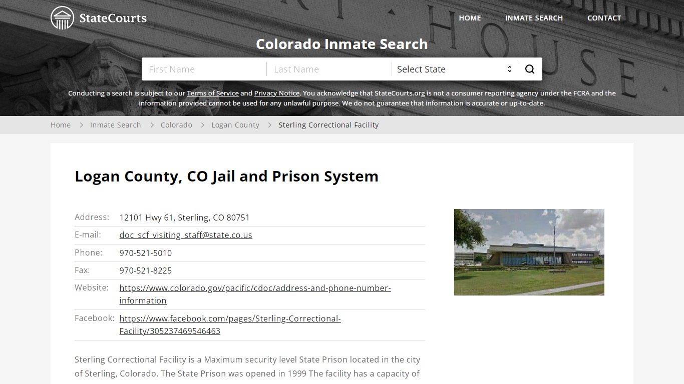 Sterling Correctional Facility Inmate Records Search, Colorado ...