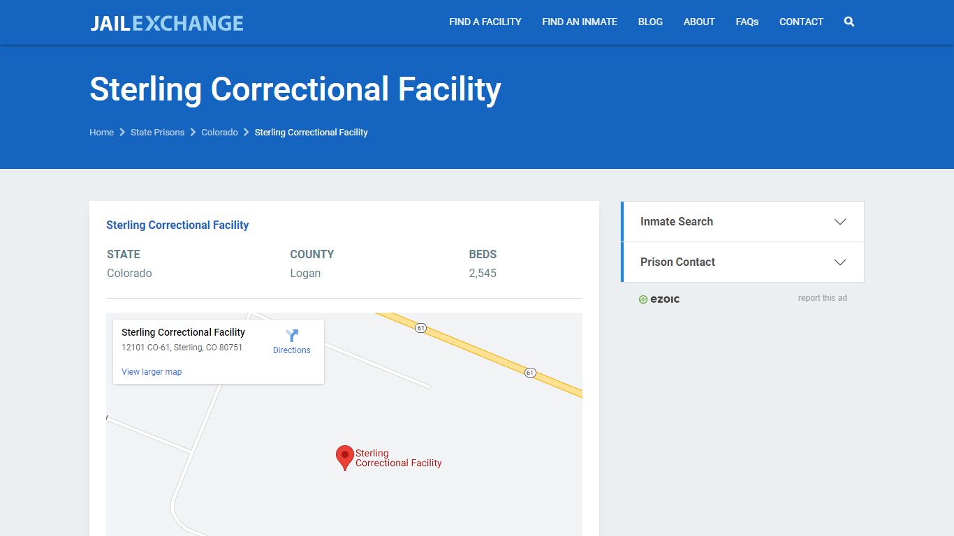 Sterling Correctional Facility Prisoner Search | Visitation, Mail, FAQ ...