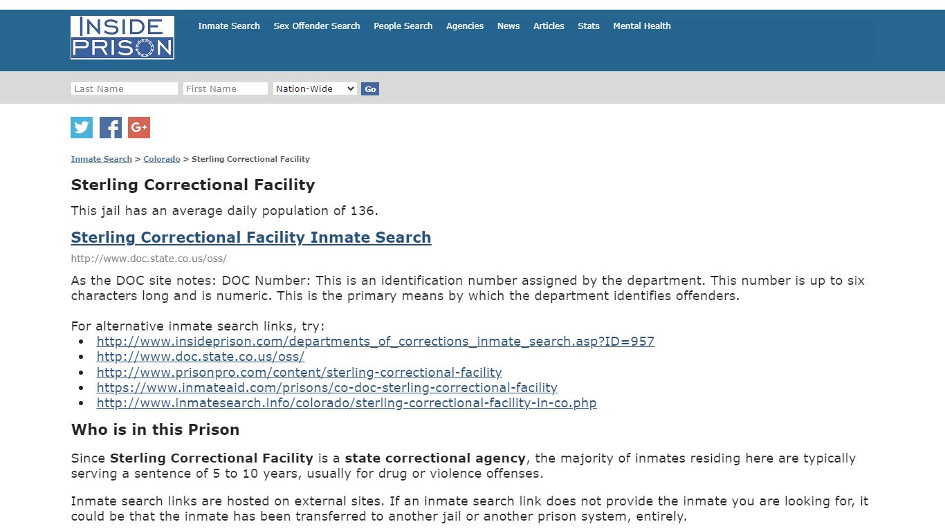 Sterling Correctional Facility - Colorado - Inmate Search - Inside Prison